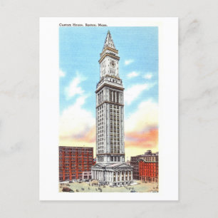 Custom House in Boston, Mass, Vintage Travel Postkarte