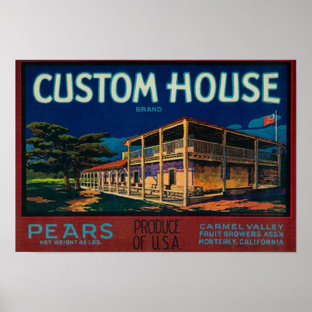 Custom House Peak Crate LabelMonterey, CA Poster (Vorne)