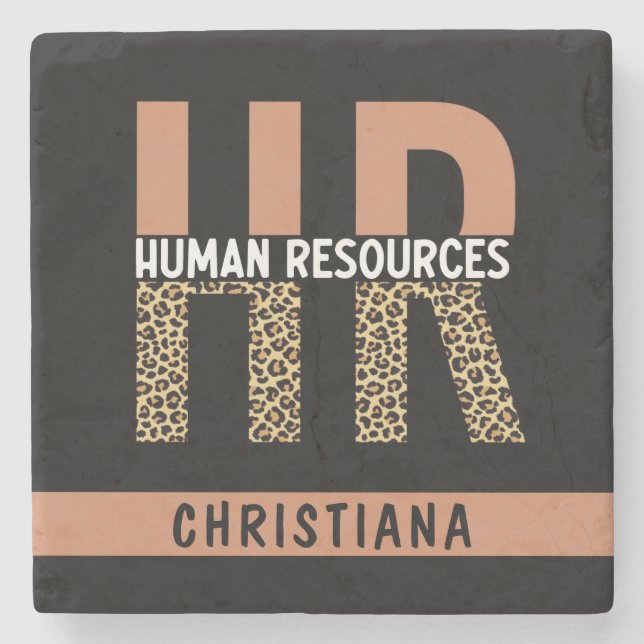 Custom HR Human Resources Leopard Print HR Geschen Steinuntersetzer (Vorderseite)