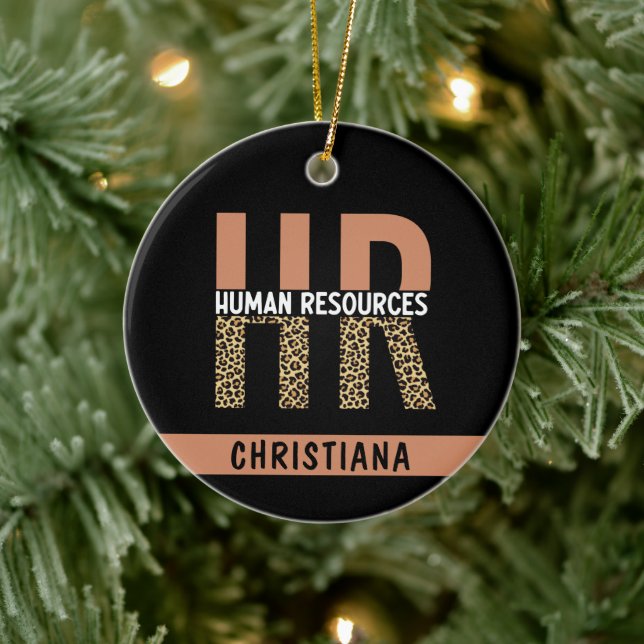 Custom HR Human Resources Leopard Print HR Gifts Keramik Ornament (Baum)