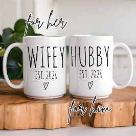 Custom Hubby & Wifey Tasse, Hochzeitsgeschenk für  Kaffeetasse