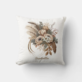 Custom Hübsch Watercolor Boho Beige Floral Kissen