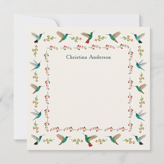 Custom Hummingbird Border Mitteilungskarte (Vorderseite)