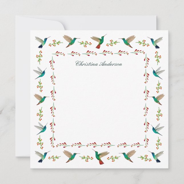 Custom Hummingbird Border Mitteilungskarte (Vorderseite)