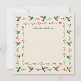 Custom Hummingbird Border Mitteilungskarte