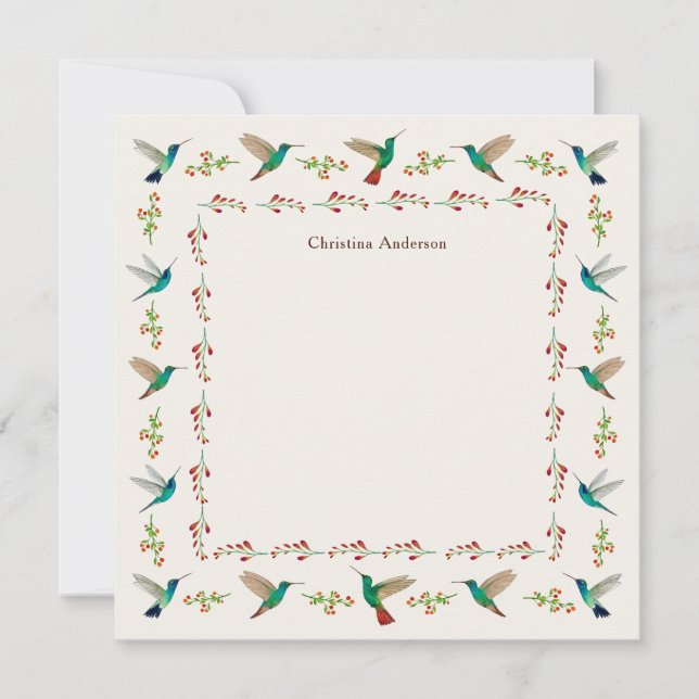 Custom Hummingbird Border Mitteilungskarte (Vorderseite)