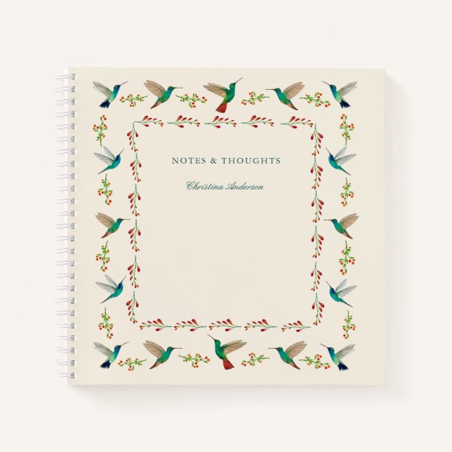 Custom Hummingbird Border Notepad Notizbuch (Vorderseite)