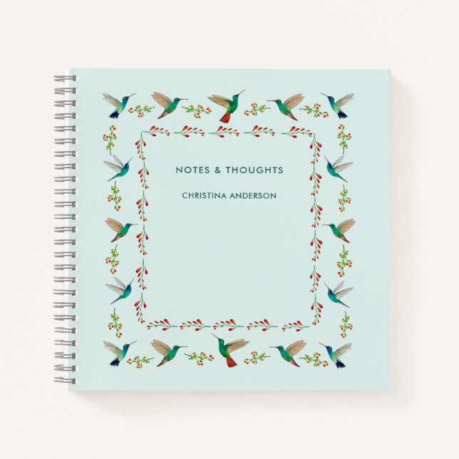 Custom Hummingbird Border Notepad Notizbuch (Vorderseite)