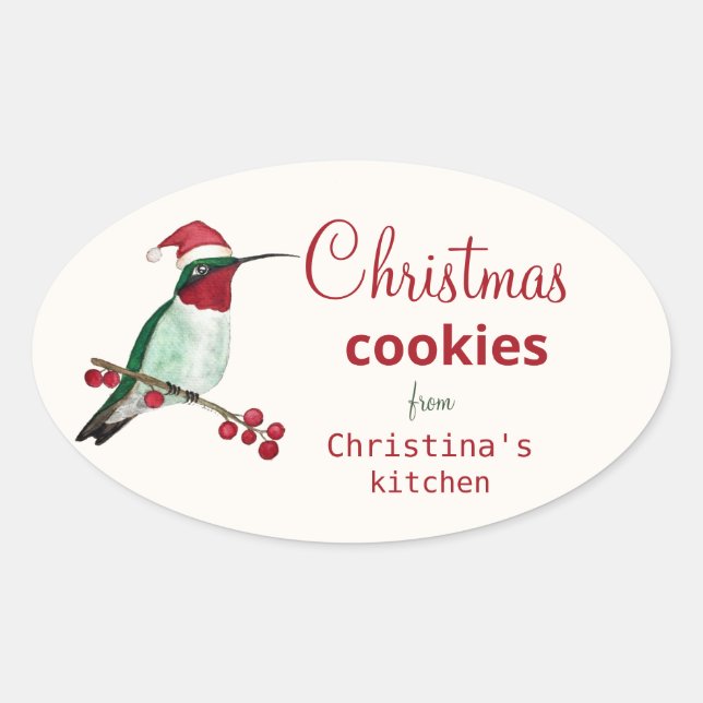 Custom Hummingbird Christmas Cookies Ovaler Aufkleber (Vorderseite)