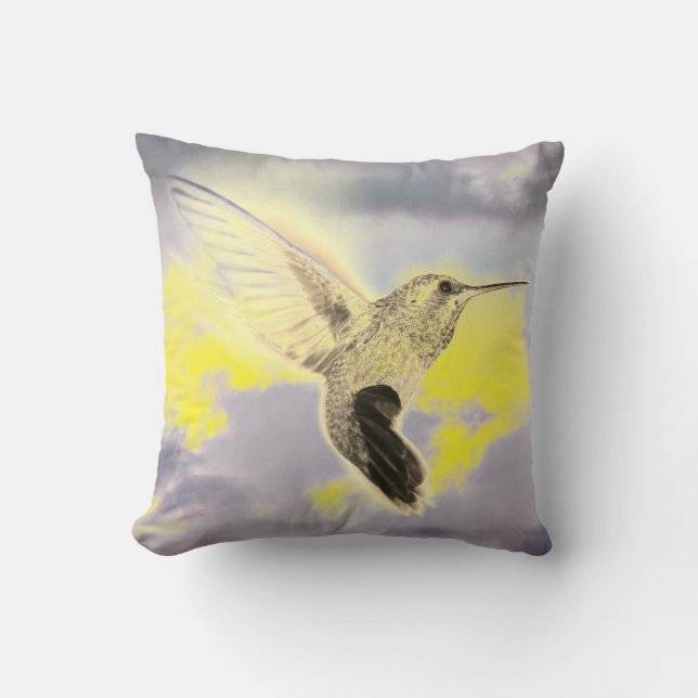 CUSTOM HUMMINGBIRD FLYING BAUMWOLLE Kissen Kissen (Vorderseite)