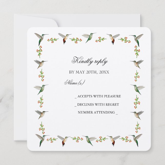 Custom Hummingbird RSVP Card (Vorderseite)
