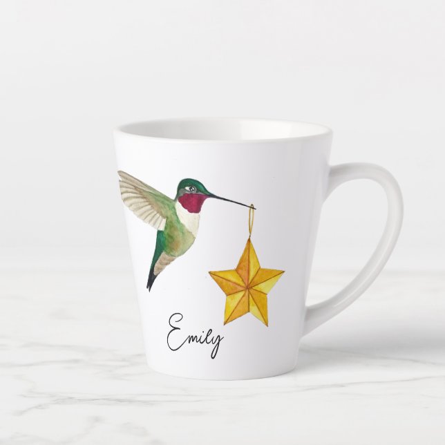 Custom Hummingbirds and Stars Latte Tasse (Rechts)