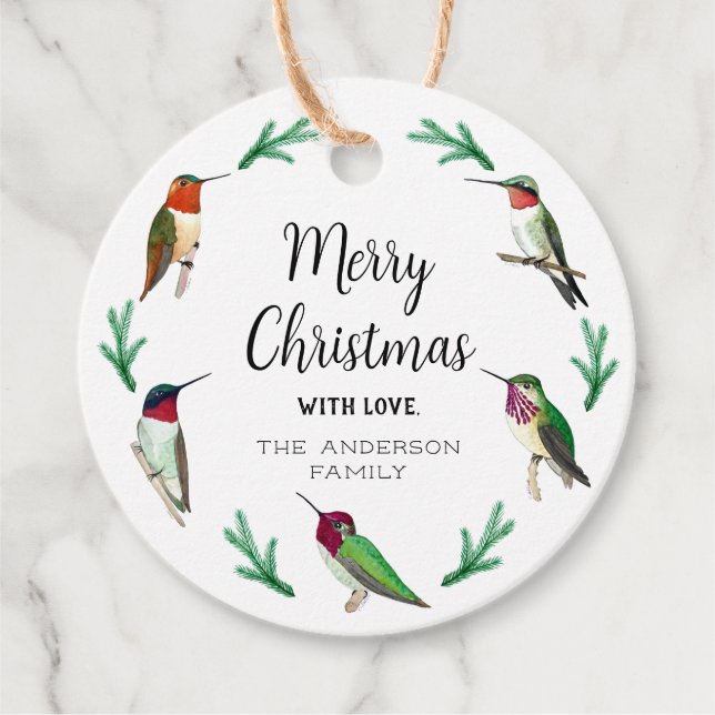 Custom Hummingbirds Christmas Geschenkanhänger (Vorderseite)