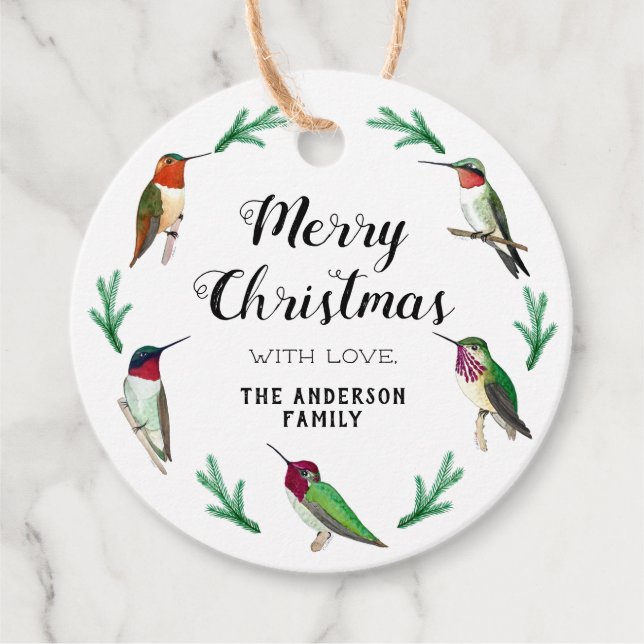 Custom Hummingbirds Christmas Geschenkanhänger (Vorderseite)