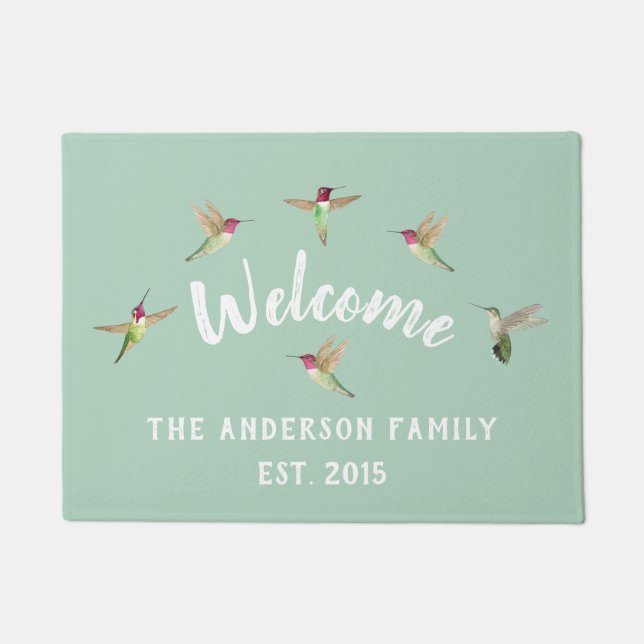 Custom Hummingbirds Doormat Fußmatte (Vorderseite)