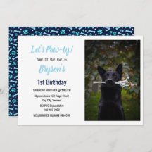 Custom Hund Birthday Blue Paw Print Puppy Pet