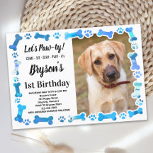 Custom Hund Birthday Blue Paw Print Puppy Pet Foto
