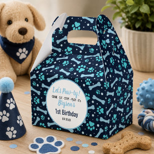 Custom Hund Birthday Blue Paw Print Puppy Pet Geschenkschachtel