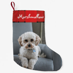 Custom Hund Haustier Red Flannel Urlaub Kleiner Weihnachtsstrumpf