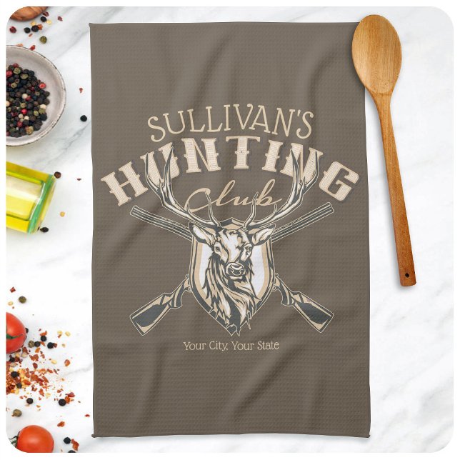 Custom Hunter NAME Deer Trophy Rifjagd Club Geschirrtuch (Von Creator hochgeladen)