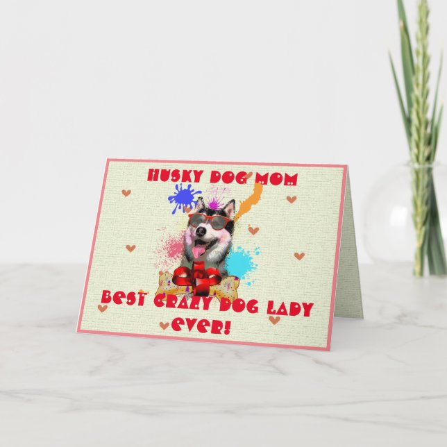 Custom Husky Mama Hund Beste verrückte Hundeschlit Dankeskarte (Vorderseite)