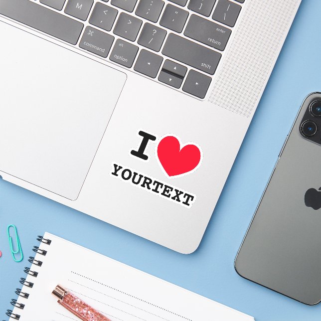 Custom I heart I Liebe Template Vinyl Aufkleber (Laptop mit iPhone)