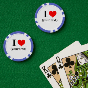 CUSTOM! I Heart Poker Chips - Blau