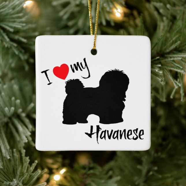 CUSTOM I Liebe Mein Havanese Hund Keramikornament (Baum)