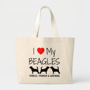 Custom I Liebe Meine drei Beagle Jumbo Stoffbeutel