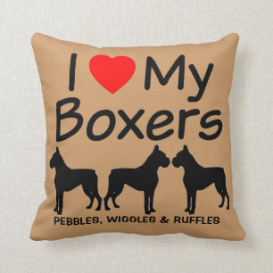 Custom I Liebe meine drei Boxer Hunde Zucht Kissen