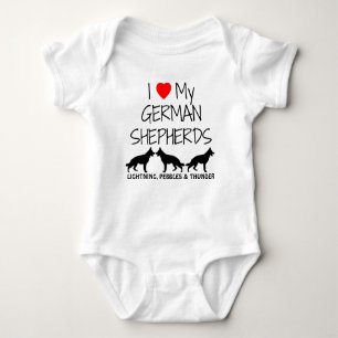 Custom I Liebe meine drei deutschen Hirten Baby Strampler