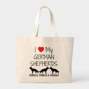 Custom I Liebe meine drei deutschen Hirten Jumbo Stoffbeutel