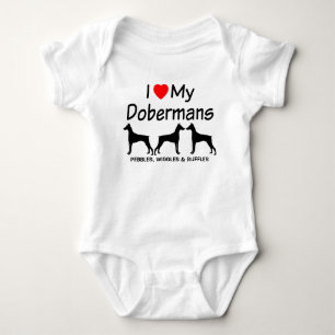 CUSTOM I Liebe meine drei Doberman Pinscher Hunde Baby Strampler