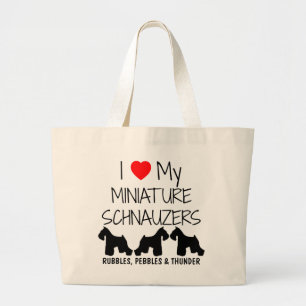Custom I Liebe meine drei Miniaturschnauzer Jumbo Stoffbeutel