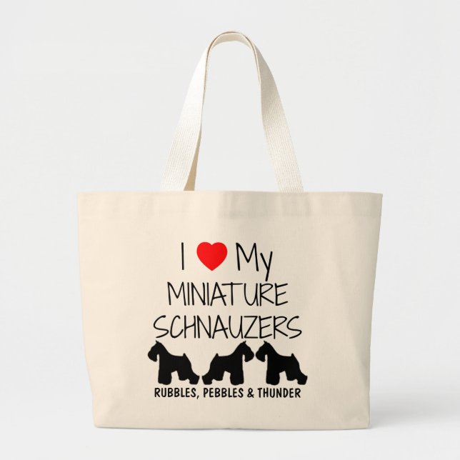 Custom I Liebe meine drei Miniaturschnauzer Jumbo Stoffbeutel (Vorne)