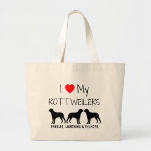Custom I Liebe meine drei Rottweiler Jumbo Stoffbeutel