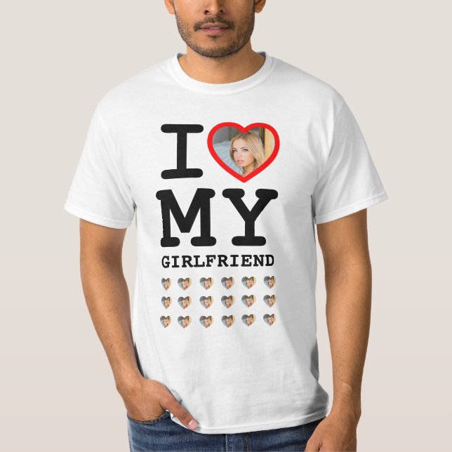 Custom I Liebe meine Freundin Foto lustige Randgru T-Shirt (Vorderseite)
