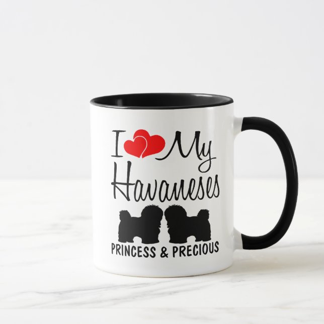 Custom I Liebe meine zwei Havaneses Tasse (Rechts)