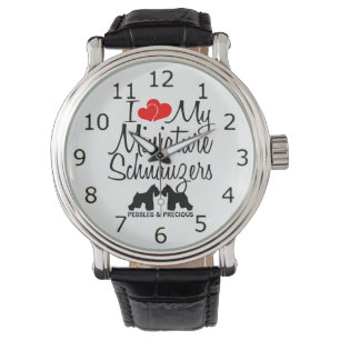Custom I Liebe meine zwei Miniaturschnauzer-Uhr Armbanduhr