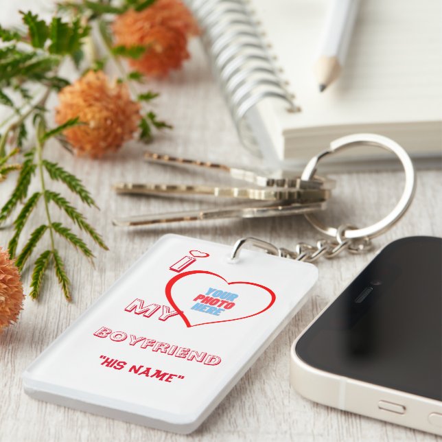 Custom "I Liebe My Boyfriend "his name" Schlüsselanhänger (Vorderseite rechts)