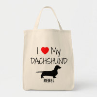 Custom I Liebe My Dackel Dog Tote Bag