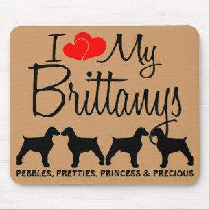 Custom I Liebe My Four Brittanys Mousepad
