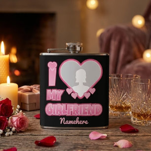Custom I Liebe My Girlfriend - Foto & Name hinzufü Flachmann
