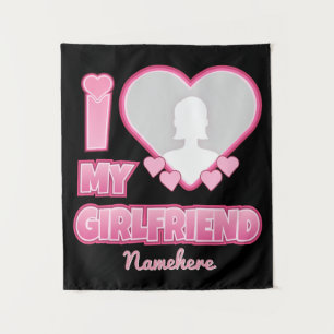 Custom I Liebe My Girlfriend - Foto & Name hinzufü Wandteppich