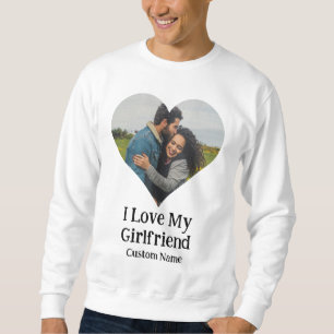 Custom I Liebe My Girlfriend Heart Foto Sweatshirt