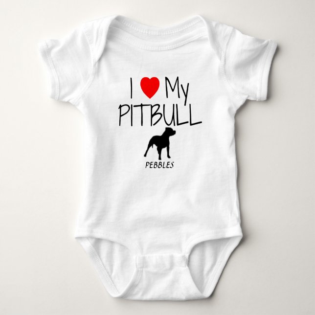 Custom I Liebe My Pitbull Baby Strampler (Vorderseite)