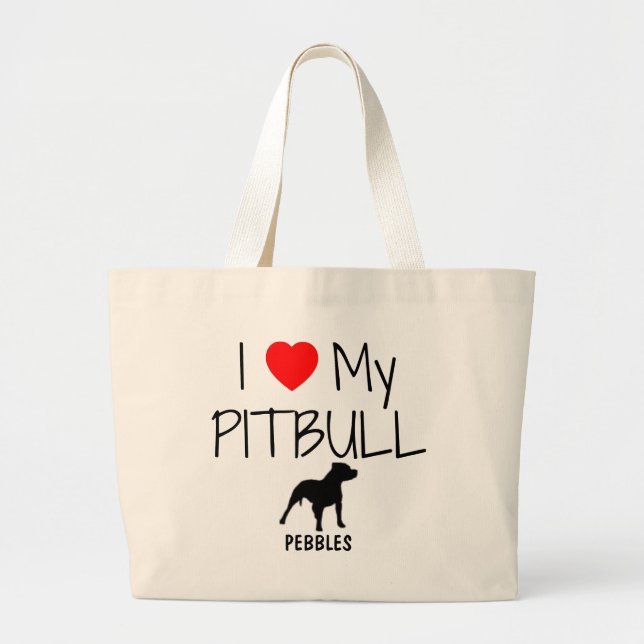 Custom I Liebe My Pitbull Jumbo Stoffbeutel (Vorne)