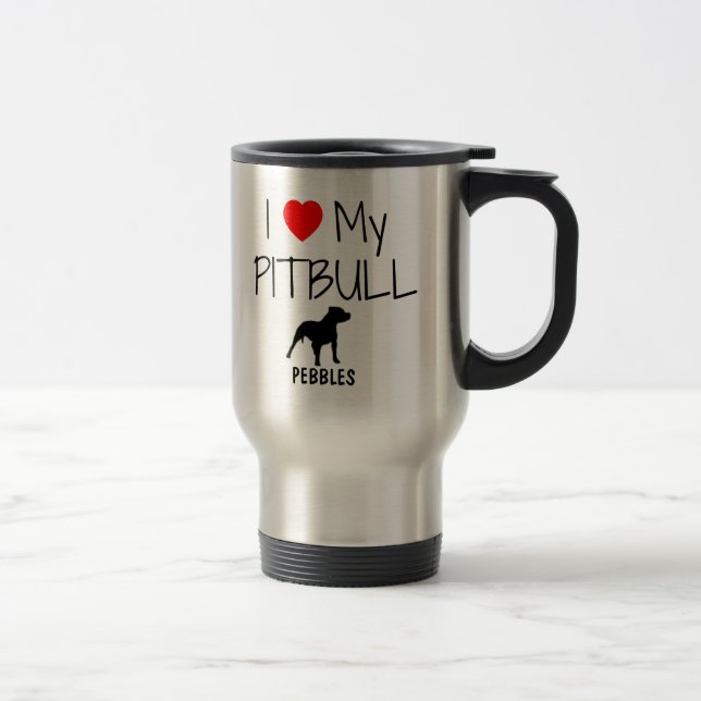 Custom I Liebe My Pitbull Reisebecher (Rechts)