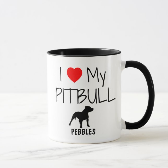 Custom I Liebe My Pitbull Tasse (Rechts)
