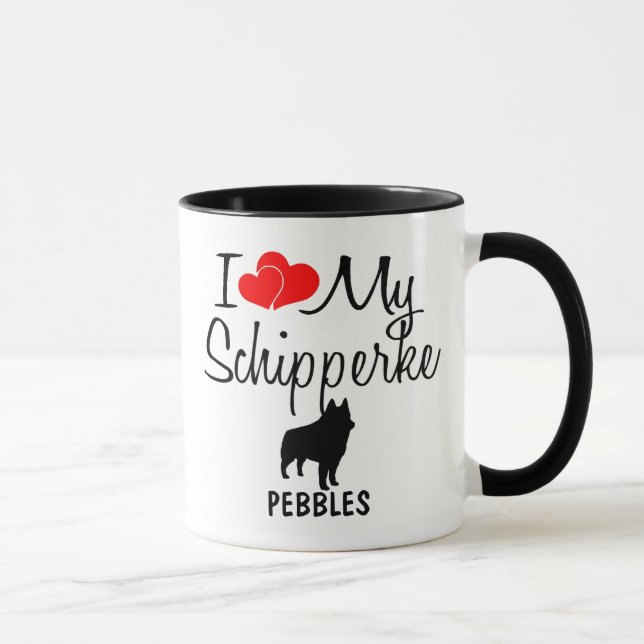 Custom I Liebe My Schipperke Tasse (Rechts)